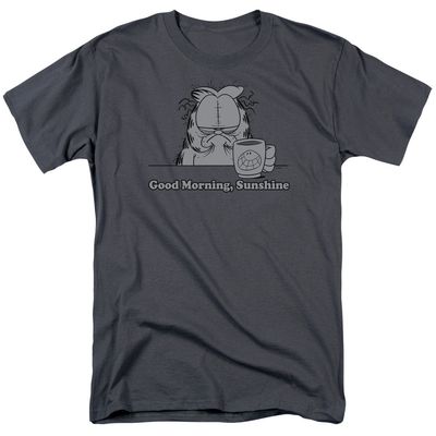 Garfield Good Morning Sunshine Mens T Shirt Charcoal Retro Pop Classics