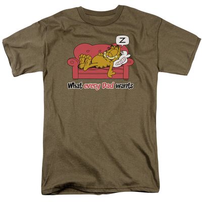 Garfield What Every Dad Wants Mens T Shirt Safari Green Retro Pop Classics