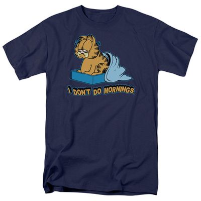 Garfield I Dont Do Mornings Mens T Shirt Navy Blue Retro Pop Classics