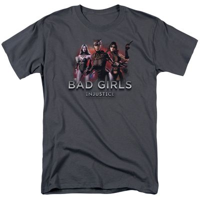 Injustice Gods Among Us Bad Girls Mens T Shirt Charcoal Retro Pop Classics