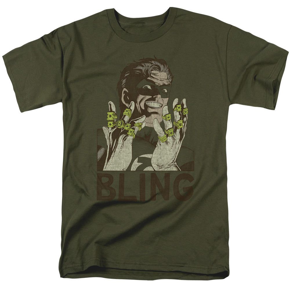 Green Lantern Bling Bling Mens T Shirt Military Green Retro Pop Classics