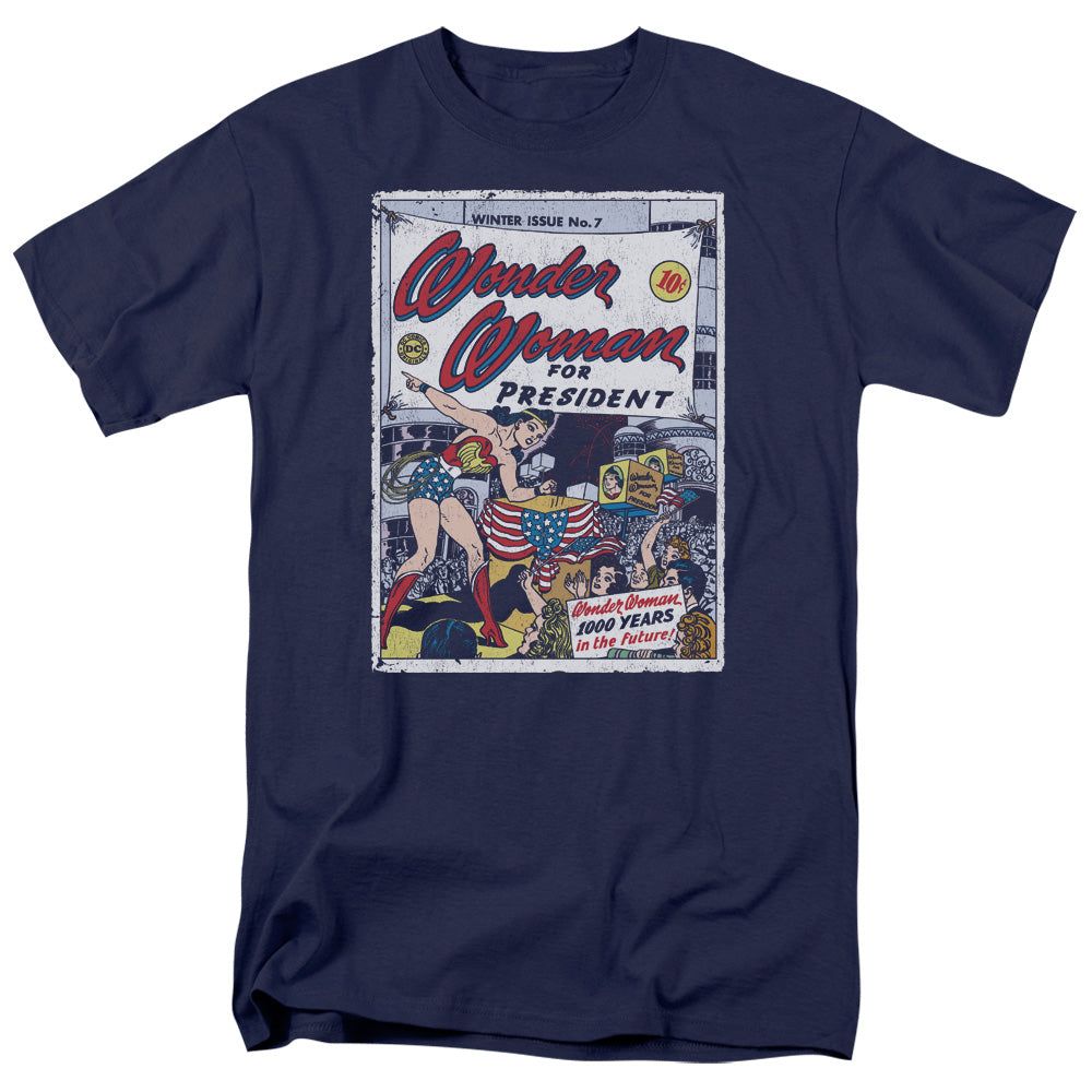 DC Comics Wonder Woman for President Mens T Shirt Navy Blue Retro Pop Classics