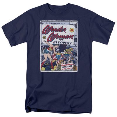 DC Comics Wonder Woman for President Mens T Shirt Navy Blue Retro Pop Classics