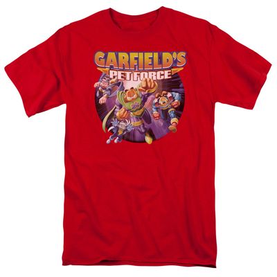 Garfield Pet Force Four Mens T Shirt Red Retro Pop Classics