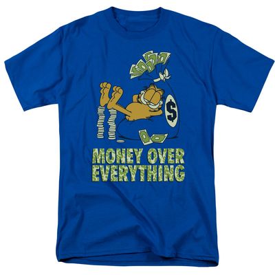 Garfield Money Is Everything Mens T Shirt Royal Blue Retro Pop Classics