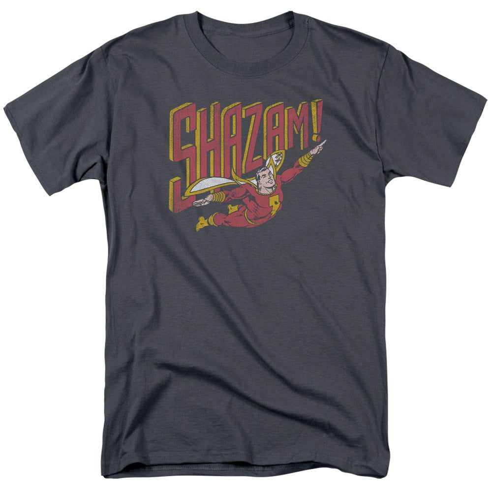 DC Comics Shazam!! Mens T Shirt Charcoal Retro Pop Classics