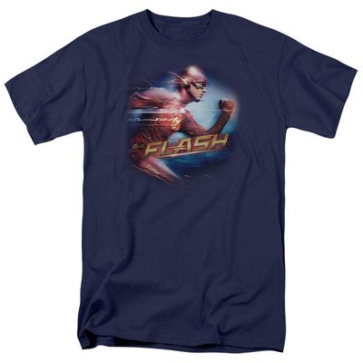 The Flash Fastest Man Mens T Shirt Navy Retro Pop Classics