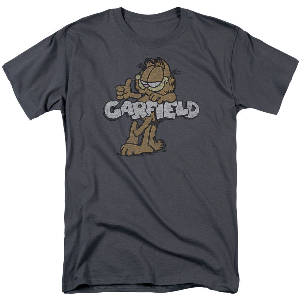 Garfield Retro Garf Mens T Shirt Charcoal Retro Pop Classics