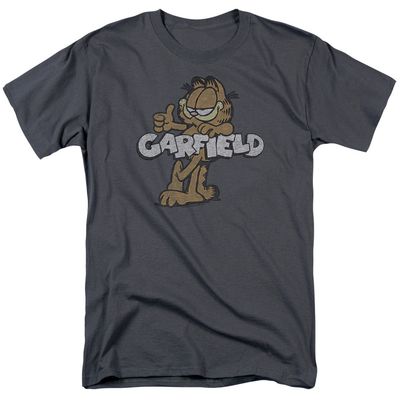 Garfield Retro Garf Mens T Shirt Charcoal Retro Pop Classics