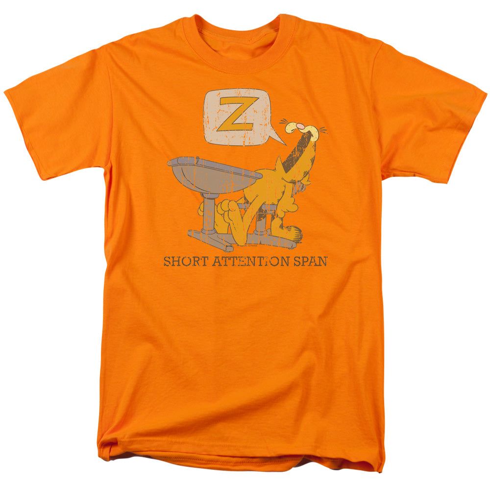 Garfield Attention Span Mens T Shirt Orange Retro Pop Classics