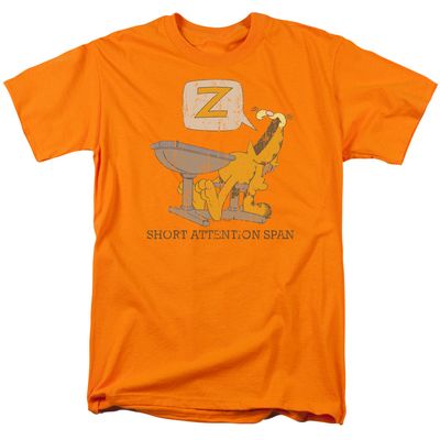 Garfield Attention Span Mens T Shirt Orange Retro Pop Classics