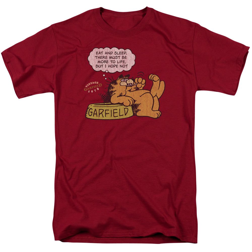 Garfield Eat and Sleep Mens T Shirt Cardinal Retro Pop Classics