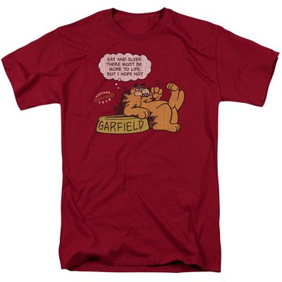 Garfield Eat and Sleep Mens T Shirt Cardinal Retro Pop Classics