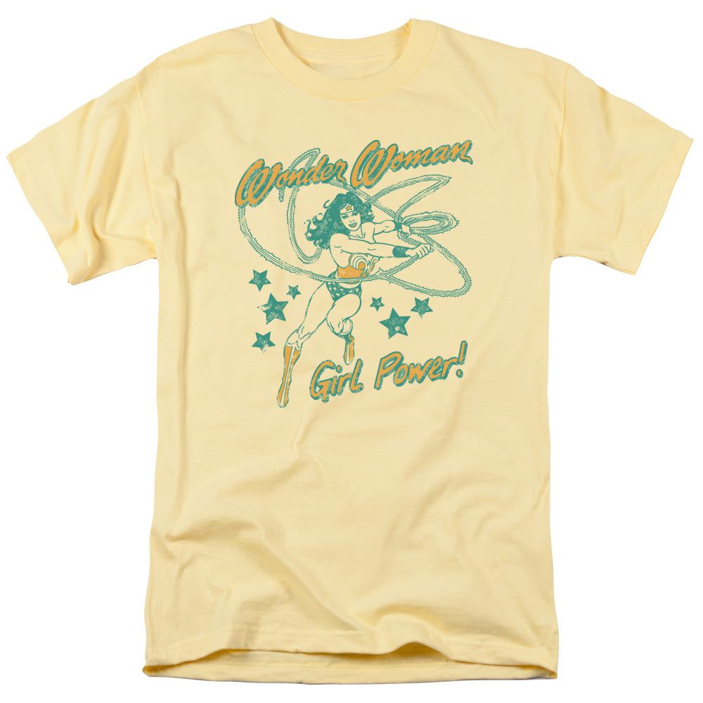 DC Comics Wonder Woman Girl Power Mens T Shirt Yellow Retro Pop Classics