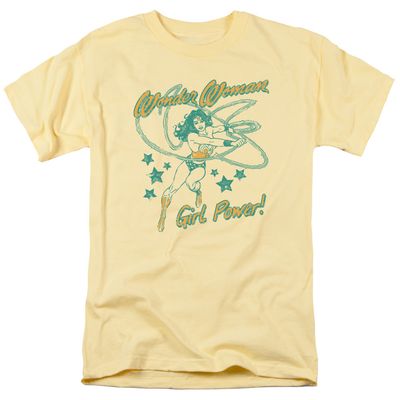 DC Comics Wonder Woman Girl Power Mens T Shirt Yellow Retro Pop Classics