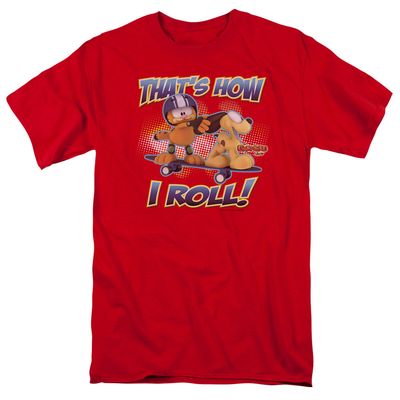 Garfield How I Roll Mens T Shirt Red Retro Pop Classics