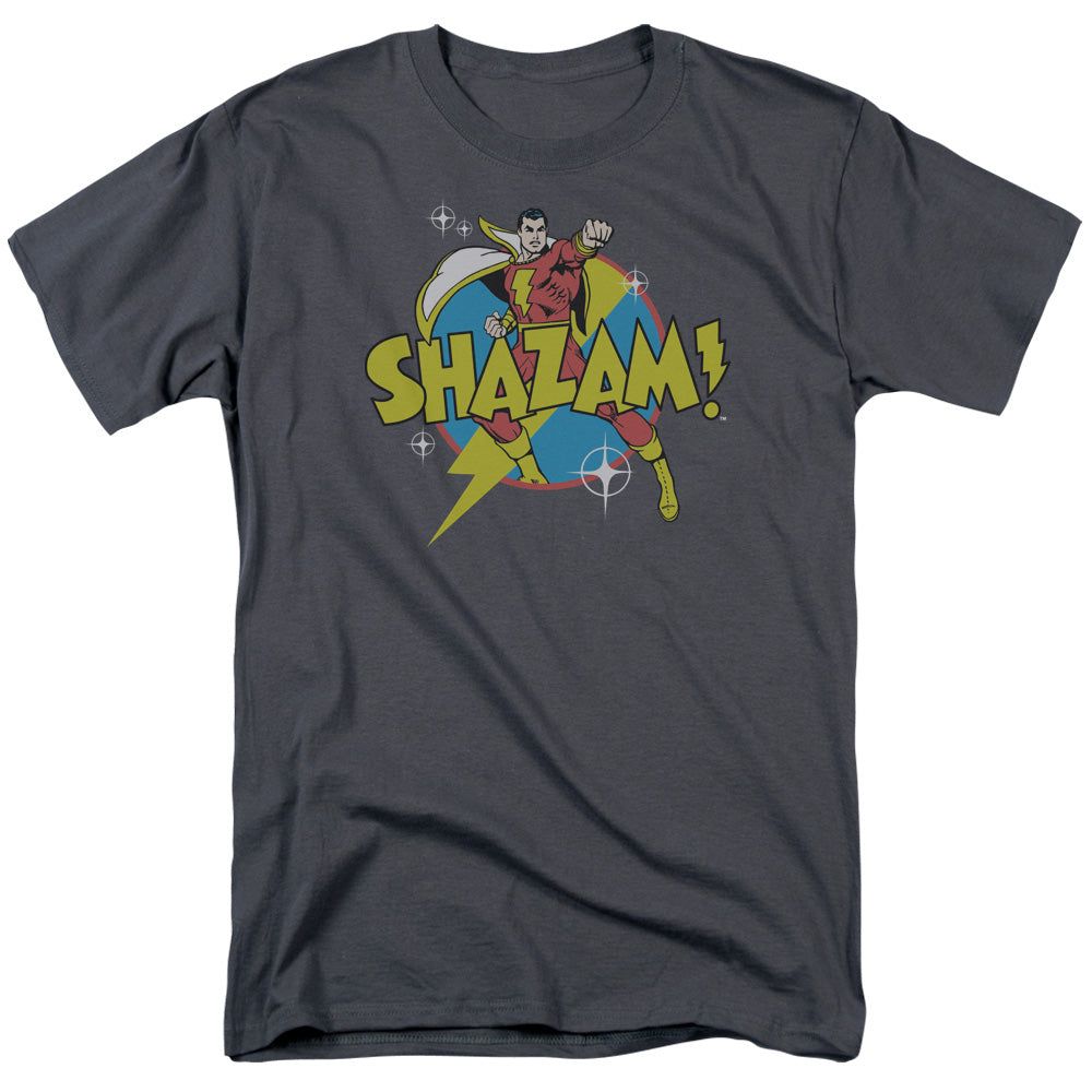 Dc Shazam Power Bolt Mens T Shirt Charcoal Retro Pop Classics