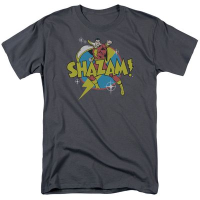Dc Shazam Power Bolt Mens T Shirt Charcoal Retro Pop Classics