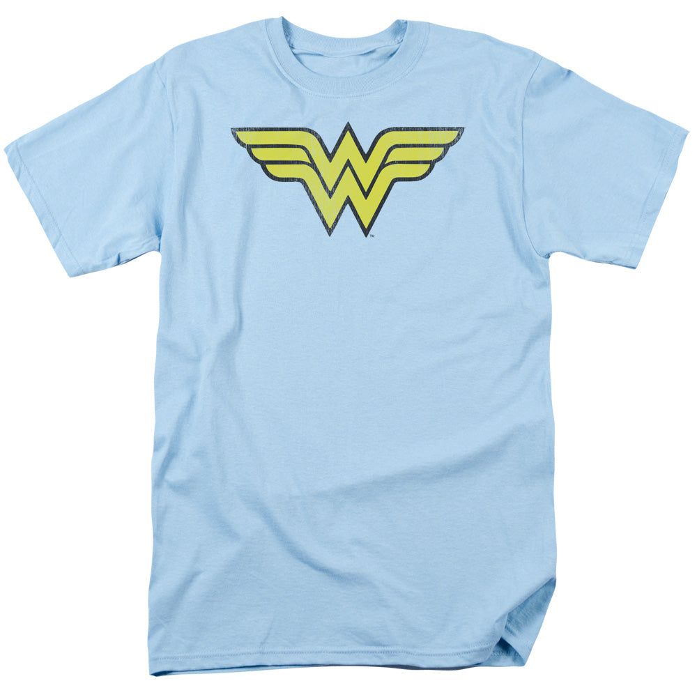 Dc Wonder Woman Ww Logo Distressed Mens T Shirt Light Blue Retro Pop Classics