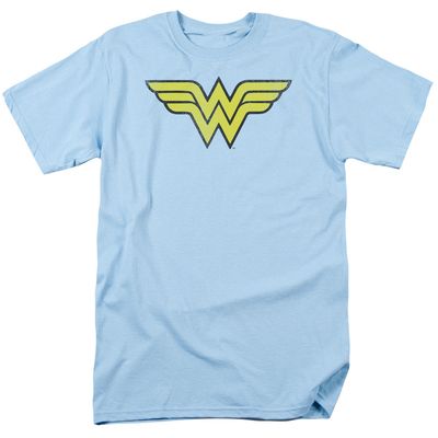 Dc Wonder Woman Ww Logo Distressed Mens T Shirt Light Blue Retro Pop Classics