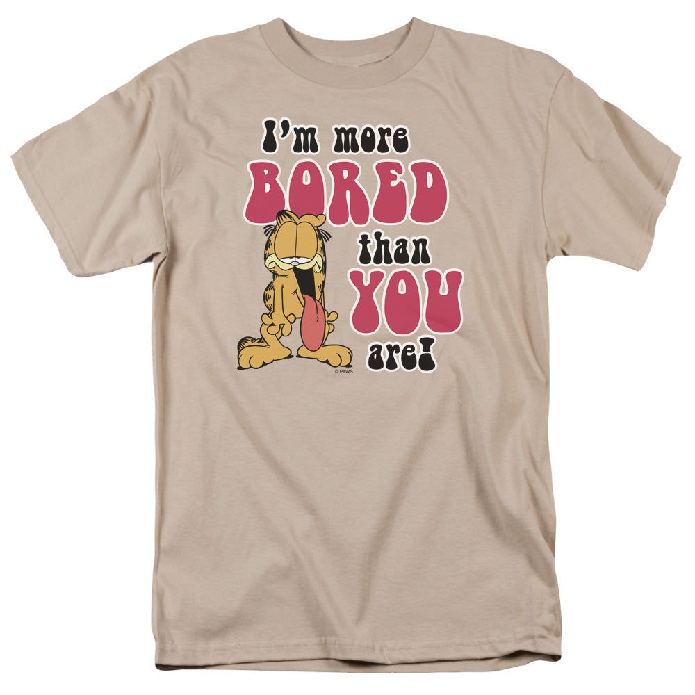 Garfield More Bored Mens T Shirt Sand Retro Pop Classics