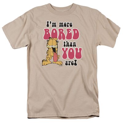 Garfield More Bored Mens T Shirt Sand Retro Pop Classics