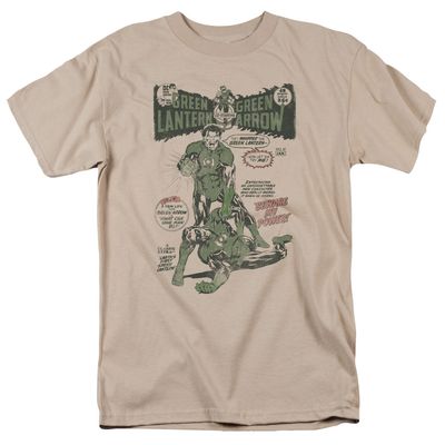 Green Lantern Beware My Power Mens T Shirt Sand Retro Pop Classics