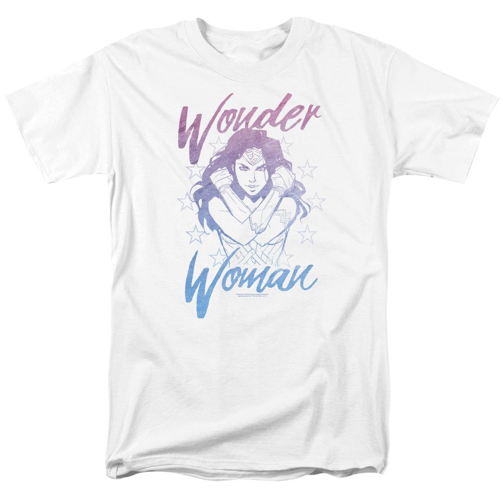 Wonder Woman Movie Retro Stance Mens T Shirt White Retro Pop Classics