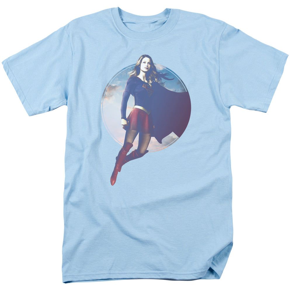 Supergirl Cloudy Circle Mens T Shirt Light Blue Retro Pop Classics