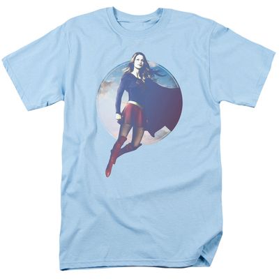 Supergirl Cloudy Circle Mens T Shirt Light Blue Retro Pop Classics
