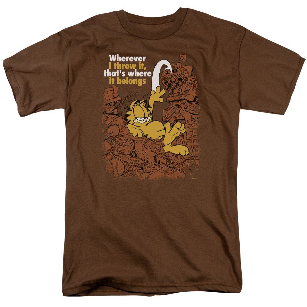 Garfield Where It Belongs Mens T Shirt Coffee Retro Pop Classics