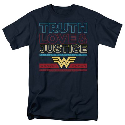 Wonder Woman 84 Truth Love Justice Mens T Shirt Navy Retro Pop Classics
