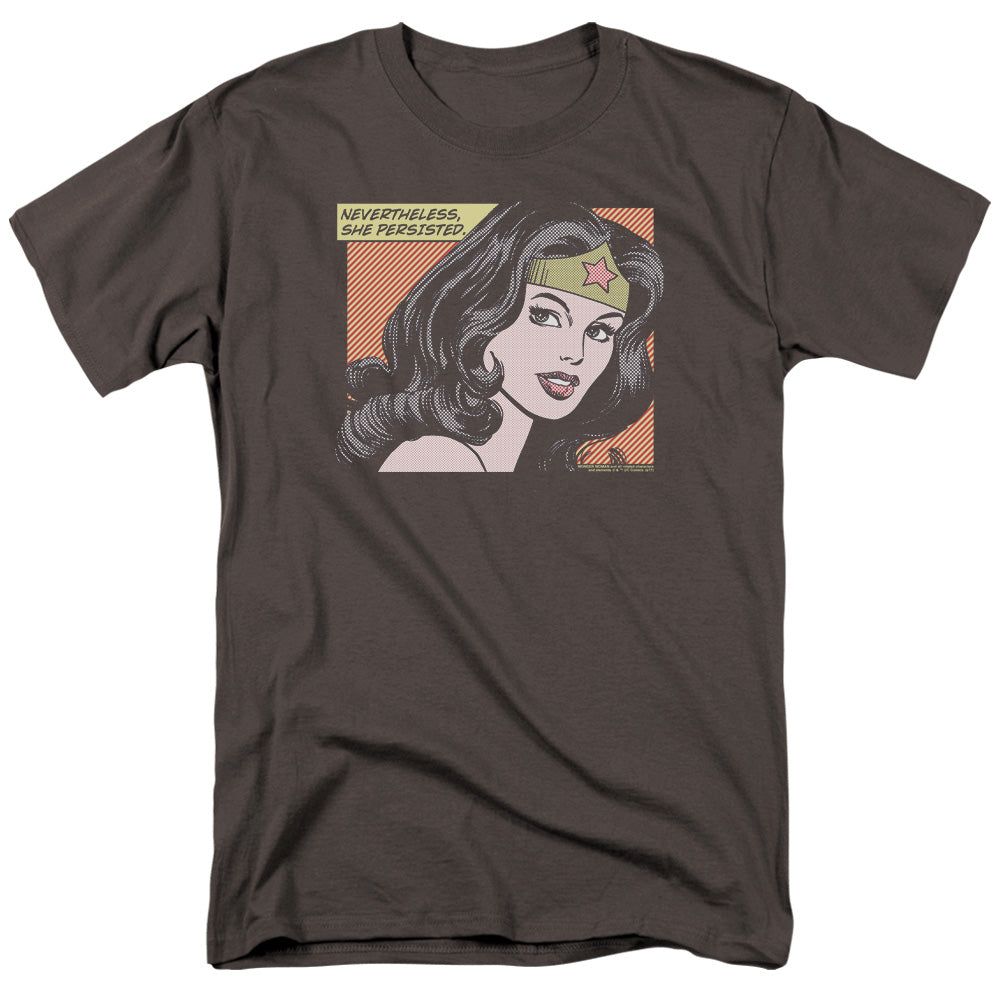 Wonder Woman She Persisted Mens T Shirt Charcoal Retro Pop Classics