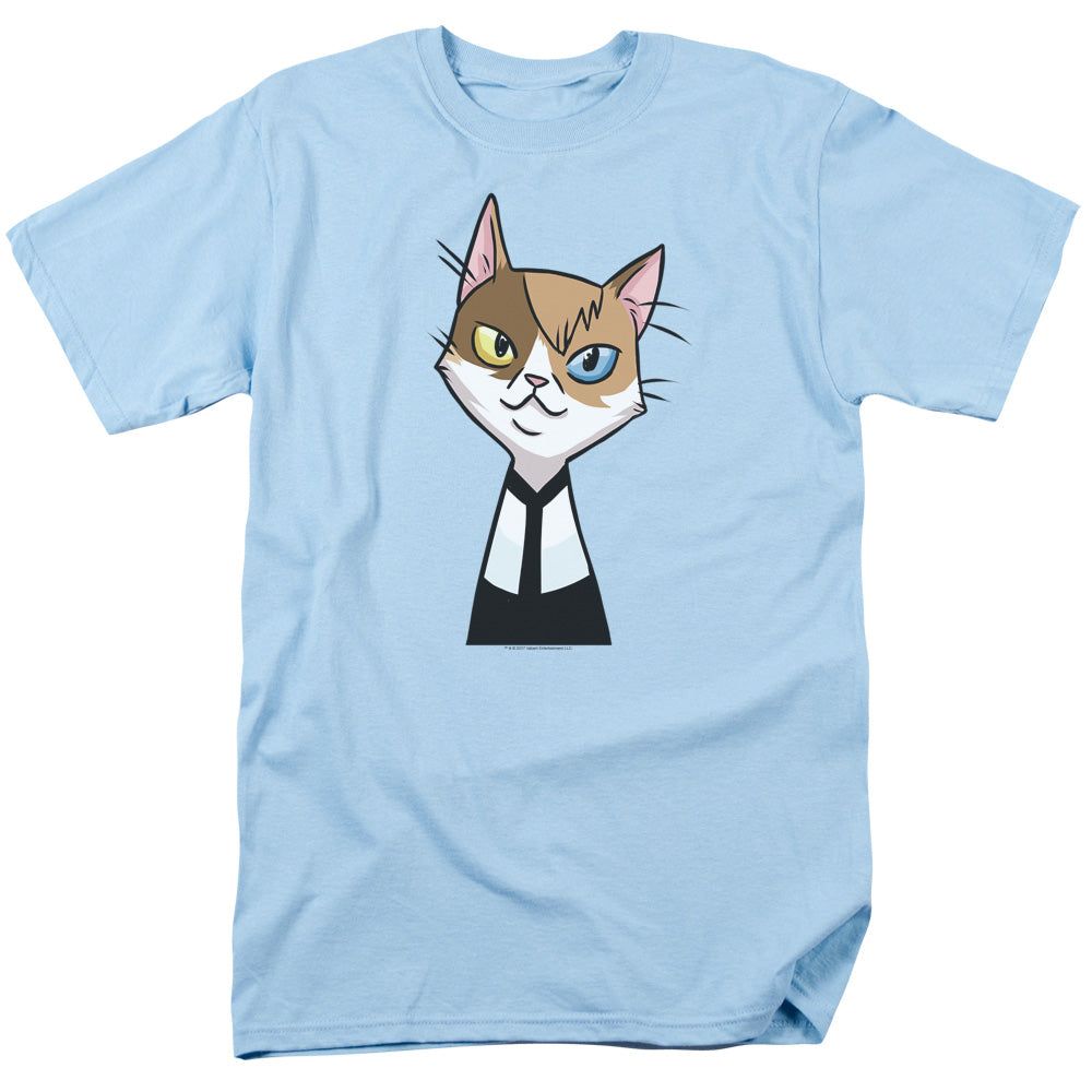 Doctor Mirage Cat Cosplay Mens T Shirt Light Blue Retro Pop Classics