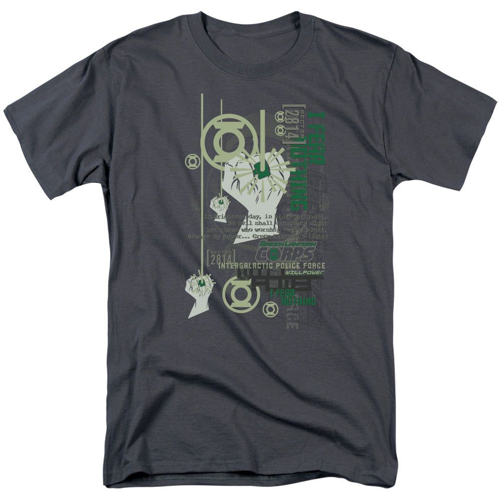 Green Lantern Core Strength Mens T Shirt Charcoal Retro Pop Classics