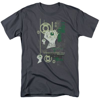 Green Lantern Core Strength Mens T Shirt Charcoal Retro Pop Classics