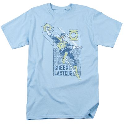 Green Lantern City Watch Mens T Shirt Light Blue Retro Pop Classics