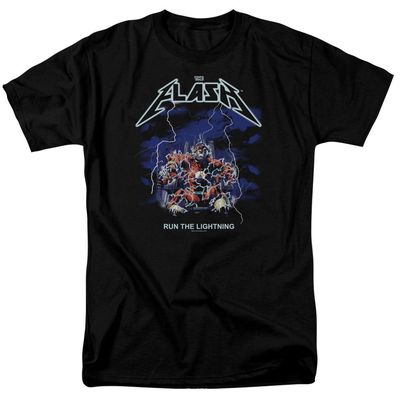 The Flash Run the Lightning Mens T Shirt Black Retro Pop Classics