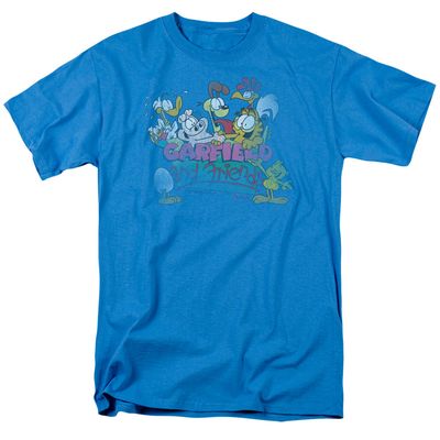 Garfield and Friends Mens T Shirt Turquoise Retro Pop Classics