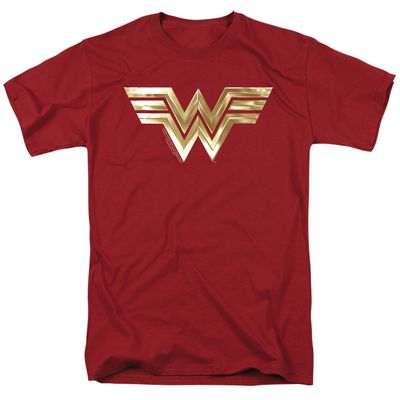 Wonder Woman 84 Golden Logo Mens T Shirt Cardinal Retro Pop Classics