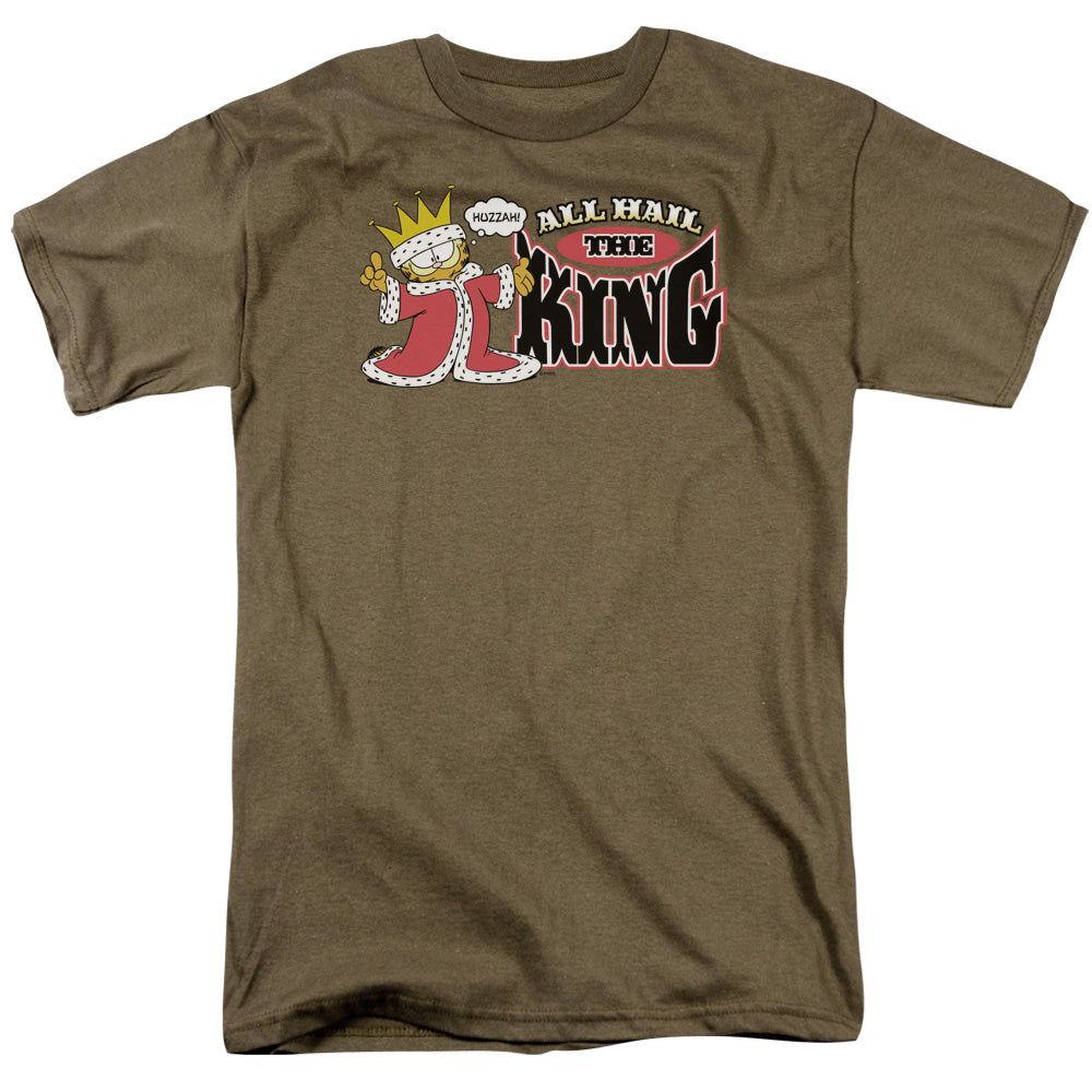 Garfield All Hail the King Mens T Shirt Safari Green Retro Pop Classics