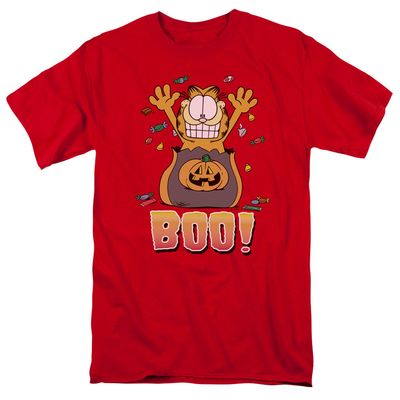 Garfield Boo! Mens T Shirt Red Retro Pop Classics