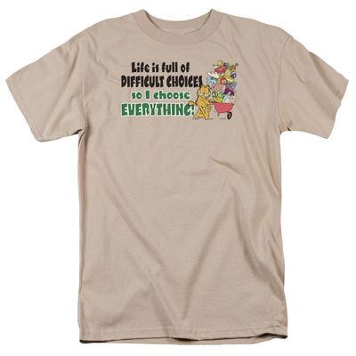Garfield Difficult Choices Mens T Shirt Sand Retro Pop Classics