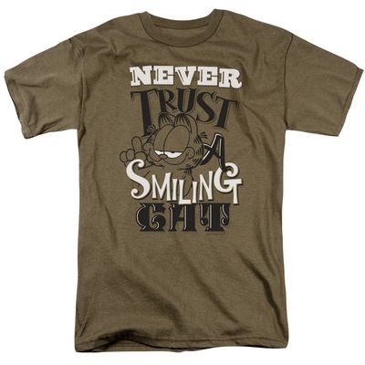 Garfield Never Trust Mens T Shirt Safari Green Retro Pop Classics