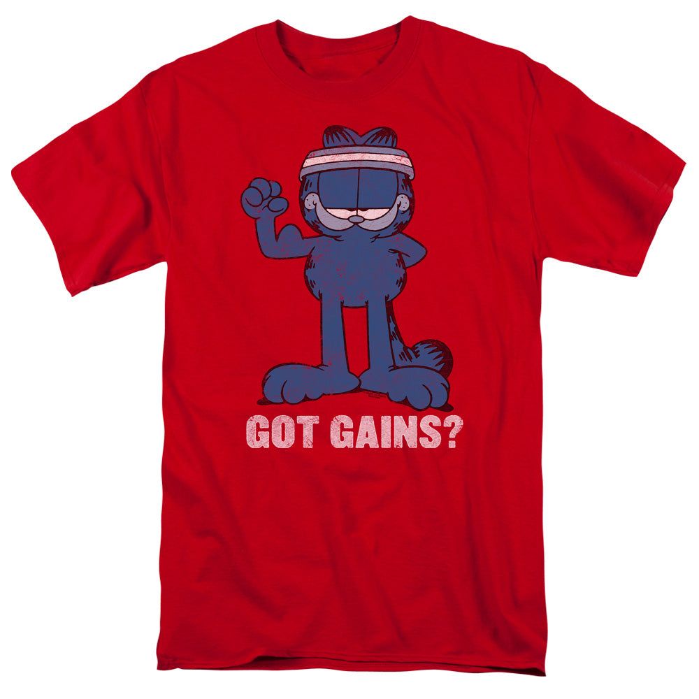 Garfield Got Gains Mens T Shirt Red Retro Pop Classics