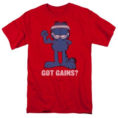 Garfield Got Gains Mens T Shirt Red Retro Pop Classics