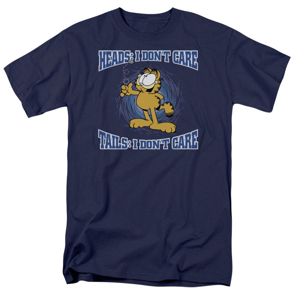 Garfield Heads or Tails Mens T Shirt Navy Blue Retro Pop Classics