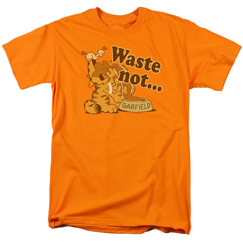 Garfield Waste Not Mens T Shirt Orange Retro Pop Classics