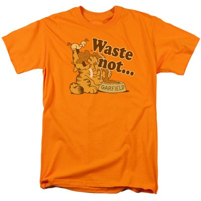 Garfield Waste Not Mens T Shirt Orange Retro Pop Classics