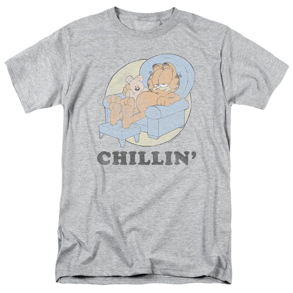 Garfield Chillin Mens T Shirt Athletic Heather Retro Pop Classics